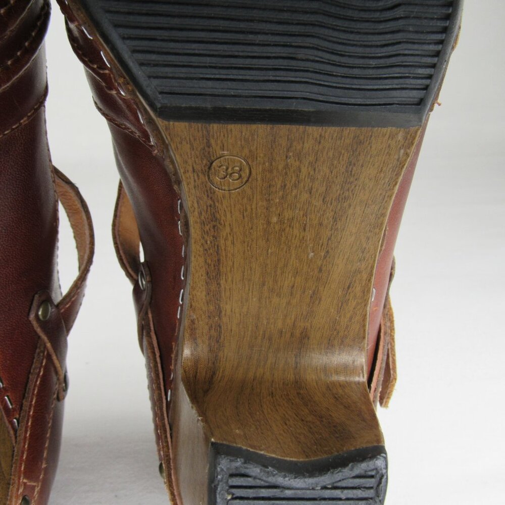 Dansko Brown Leather Mary Jane Clog Heels - Picture 7 of 8